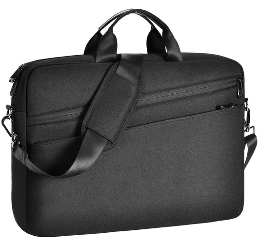natyrlpog 15.6 Inch Business Laptop Bag for Men & Women, Waterproof Polyester Briefcase for Work, Commute, Travel (black)