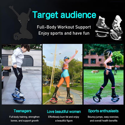KPUKGJDK Kangaroo Jump Shoes for Women & Men – High Bounce Moon Shoes, Bouncy Jumping Boots for Exercise, Fitness, Weight Loss & Fun, Adjustable Fit, Low-Impact Rebounder Design(Black/White,X-Large)