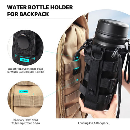 ZXXSFM Molle Water Bottle Holder for Backpack,Drawstring Adjustable Straps Molle Pouches for 20 32 36 48 Oz Water Bottle(Black)