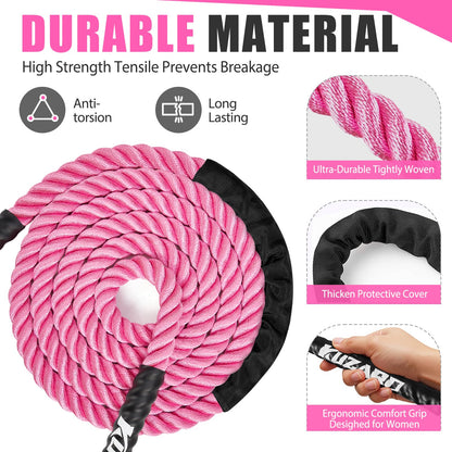 KUZARO Jump Rope, Weighted Jump Rope for Women, 1.5LB Adult Skipping Rope for Fitness, Home Gym Workout Equipment, Heavy Exercise Jumpropes for Weight Loss, Shape body, Strength Training, Total Body Workout