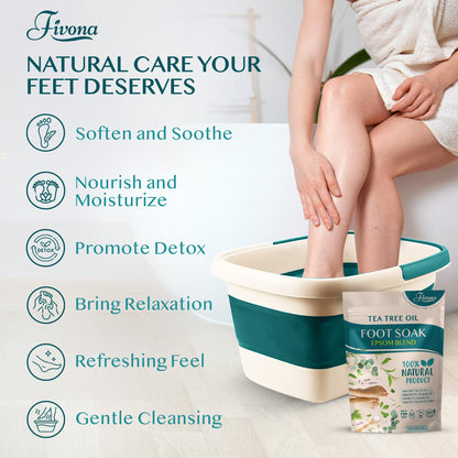 Fivona Collapsible Foot Bath Basin - Pedicure Foot Soaking Tub for Tired Feet, Cracked Heels, Soothe Soreness, Soften Calluses
