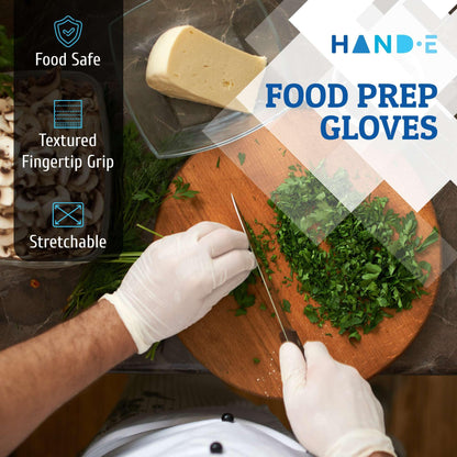 Hand-E Touch White Nitrile Disposable Gloves Medium, 100 Count - Food Prep, Salon, Hair Dye, Esthetician, Kitchen - Powder and Latex Free Rubber Gloves