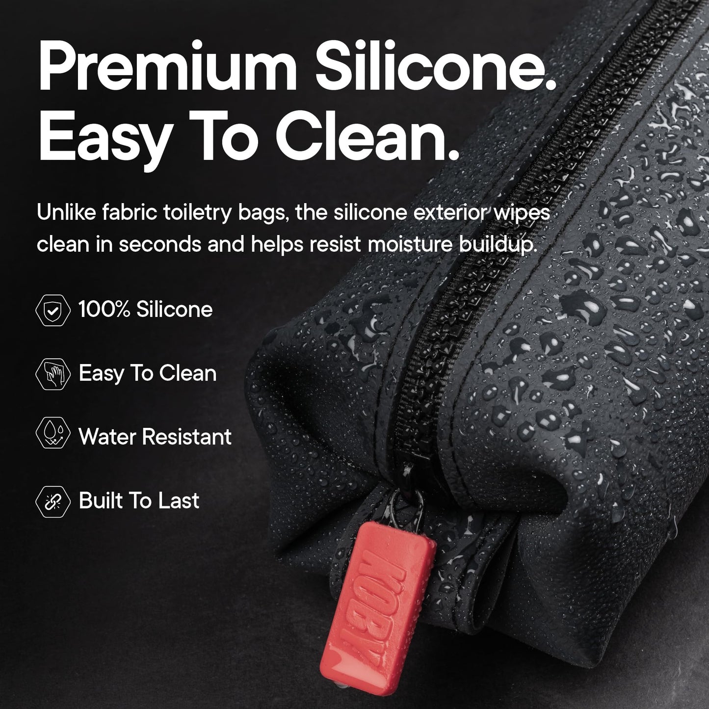 TOOLETRIES The Koby Dopp Kit, Premium Silicone Toiletry Bag for Men, Compact Leak-Resistant Travel Organizer with Heavy-Duty Zipper, Easy-to-Clean Grooming Bag – Mini 8.5" x 2.75" x 2", Charcoal