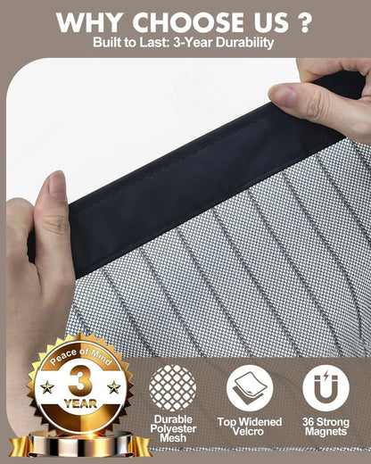 Magnetic Screen Door, Self Sealing & Hands Free Screen Door with Heavy Duty Mesh, Pet & Kid Friendly Screen Door Mesh Keeps Bugs Out, Easy Install with Straps (38"×83" (Fit Door Size 36"×82"))
