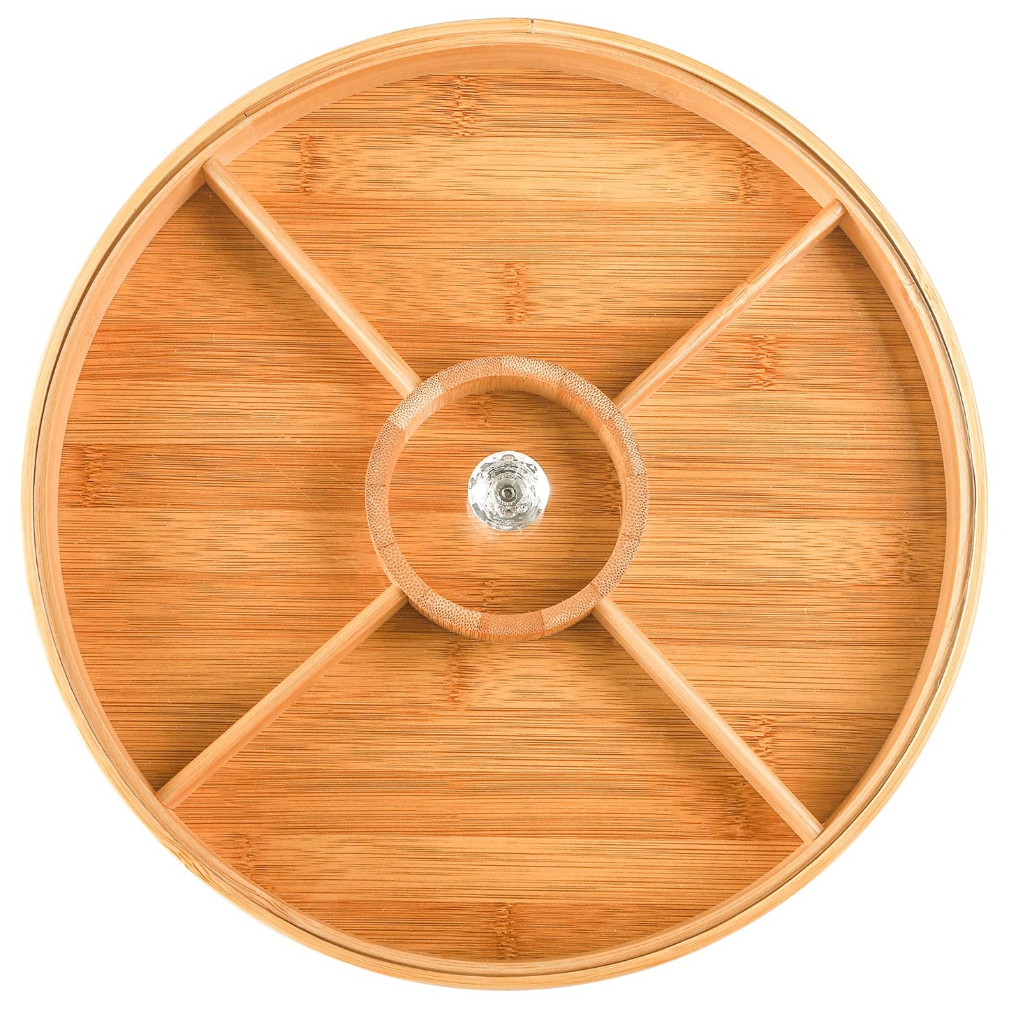 Hedume Bamboo Nuts Storage Platter Tray, Food Serving Tray with 5 Dining Grids, 12 Inches Dessert Fruit Veggie Food Serve Plate Tray for Party, Family Dinner, Holiday and Home Warming