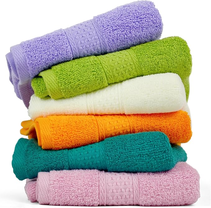 Cleanbear 6 Pack Hand Towels for Bathroom, 100% Cotton Absorbent Face Towels