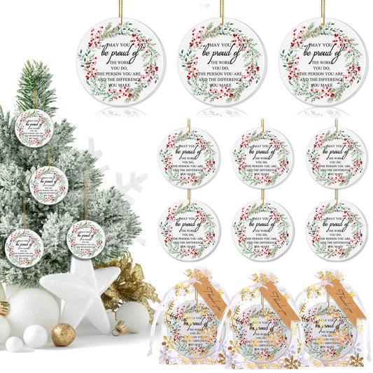 Suzile Employee Christmas Ornaments Coworker Thank You Gifts Bulk May You Be Proud Ornament Keepsake Ceramic Hanging Plaque Xmas Appreciation Gifts for Teacher Volunteer(16 Sets,May You)