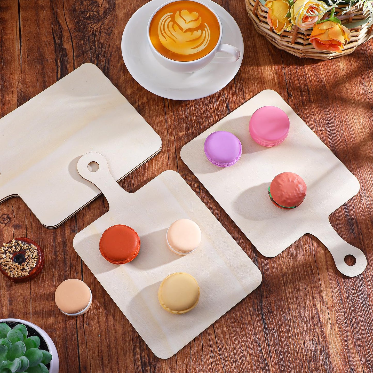 36 Pcs 9" x 5.5" Unfinished Wooden Cutting Boards with Handles, Mini Charcuterie Boards for DIY Crafts, Kitchen Serving, Christmas Thanksgiving Decor