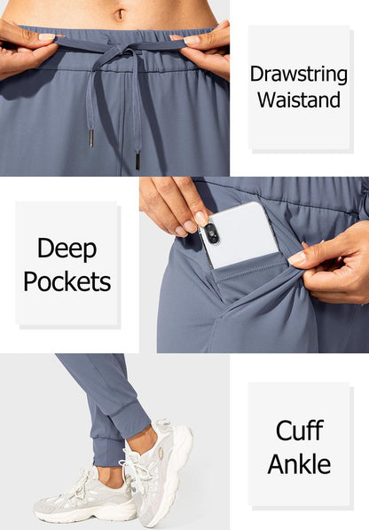 SANTINY Women's Joggers Pants Pockets Drawstring Running Sweatpants for Women Lounge Workout Jogging(Dusty Blue_S)