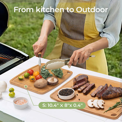 Dishwasher Safe Bamboo Cutting Boards Durable Lightweight Wood Cutting Board for Busy Kitchen, Easy Clean Wooden Chopping Boards with Juice Groove Set of 3 (L+M+S)