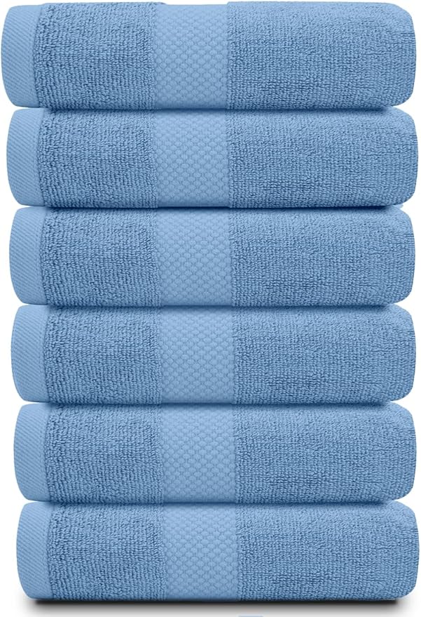 White Classic Luxury Light Blue Hand Towels