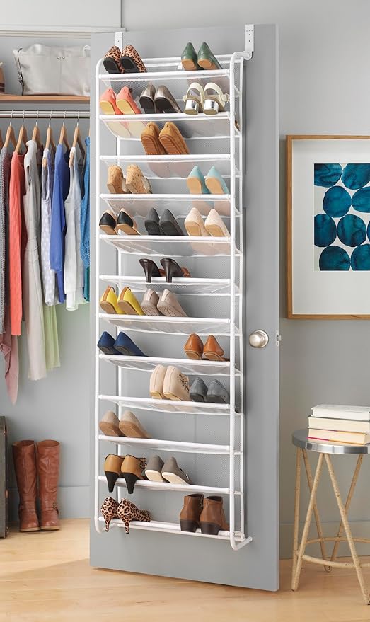 Whitmor 36 Pair Over The Door Shoe Organizer, 12 Tier Hanging Shoe Organizer