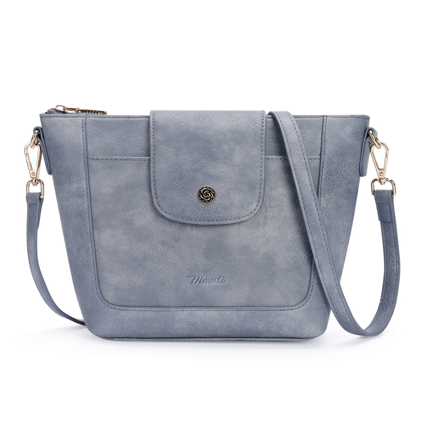 VIMUTI Small Crossbody Bags for Women Vegan Leather Crossbody Purse with Adjustable Strap Lightweight Shoulder Bag for Daily Use (Blue)