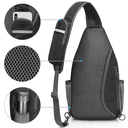 G4Free Sling Bag Rucksack, Diebstahlschutz, Brusttasche, Umhängetasche, Crossbody, Fitnessstudio, Tagesrucksack mit Kopfhörerloch für Outdoor, Radfahren, Reisen, Wandern, Herren und Damen