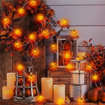 10 Ft 30 LED Thanksgiving Decorations Turkey Pumpkin String Lights, Thanksgiving Lights Decorations Battery Operated Turkey Lights Copper Wire Fairy Lights for Party Home Indoor Decor