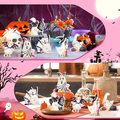 Culudea 6 Pcs Silly Cute Goose Table Decor Indoor, Halloween Birthday Party Decorations Rustic Farmhouse Figurine Tiered Tray Tabletop Centerpieces for Home Kitchen Fireplace