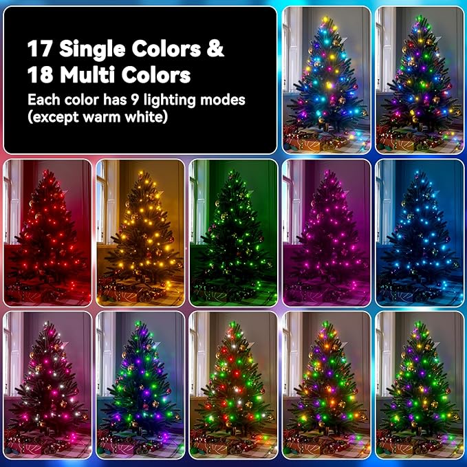 LitHome 164FT 500 LED Color Changing Christmas String Lights Outdoor, 35 Colors RGB Christmas Lights with Remote, Dimmable Led String Light Plug in, Xmas Tree Light Indoor for Holiday Party Decor