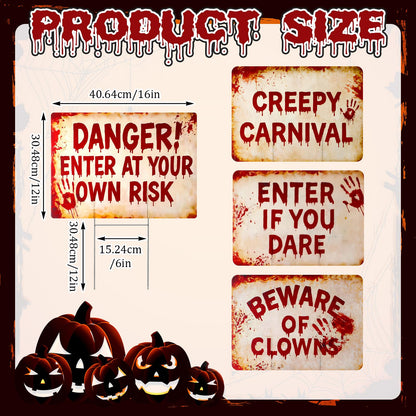 Otoolling 4 Pcs Halloween Terrifying Clown Metal Yard Signs Decor 16 Inch Beware of Clowns Garden Stakes Outdoor Scary Carnival Metal Signs for Halloween Spooky Party Creepy Evil Circus Lawn Decor