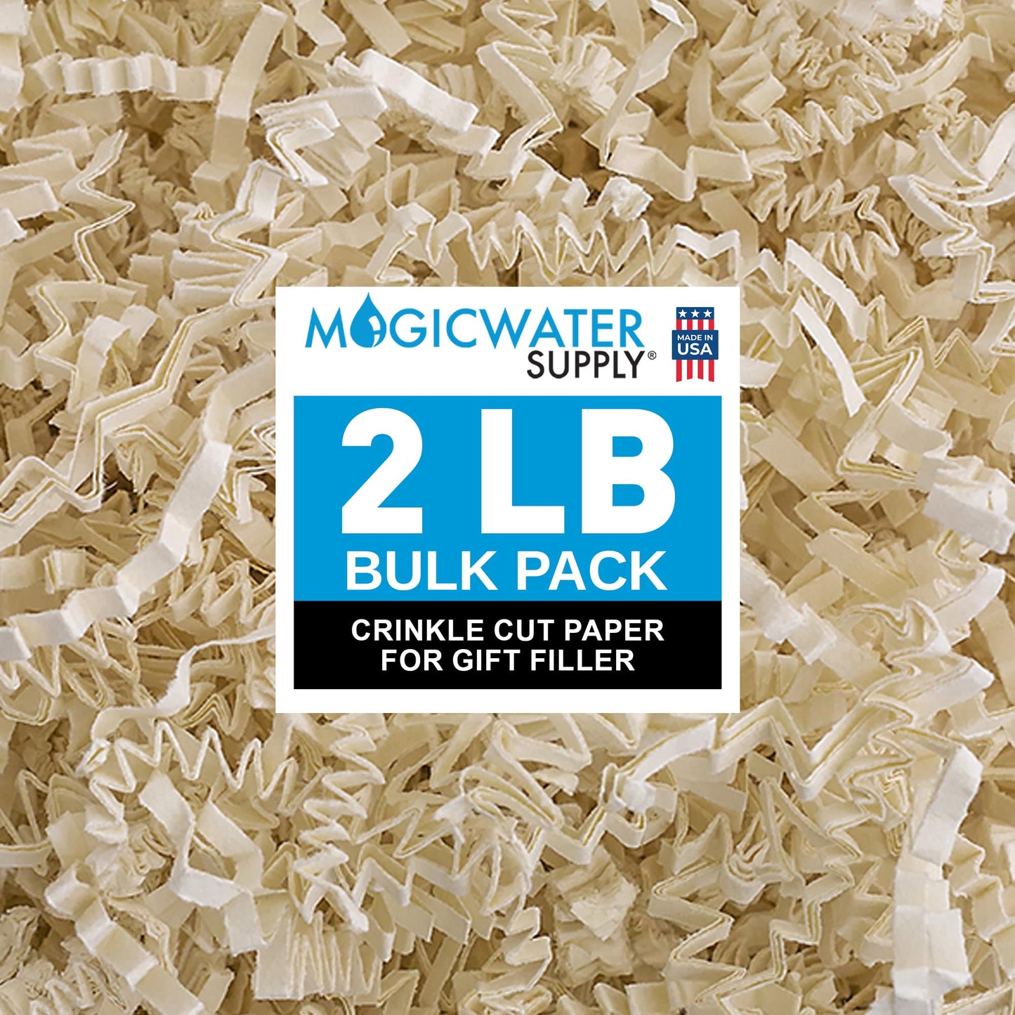 MagicWater Crinkle Cut Paper for Gift Baskets - 2LB - Light Ivory - Perfect for Shredded Paper Filler, Basket Filler, Gift Boxes, Bridesmaid Gifts, Christmas Stuffers & More – Ideal for All Occasions