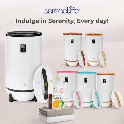 SereneLife Towel Warmer Bucket Style – Portable Blanket Heater for Spa and Bathroom, Large Capacity, Customizable Fragrance, Auto Shut-Off, Fits 2 Large Towels or Blankets, One-Touch Control, Black