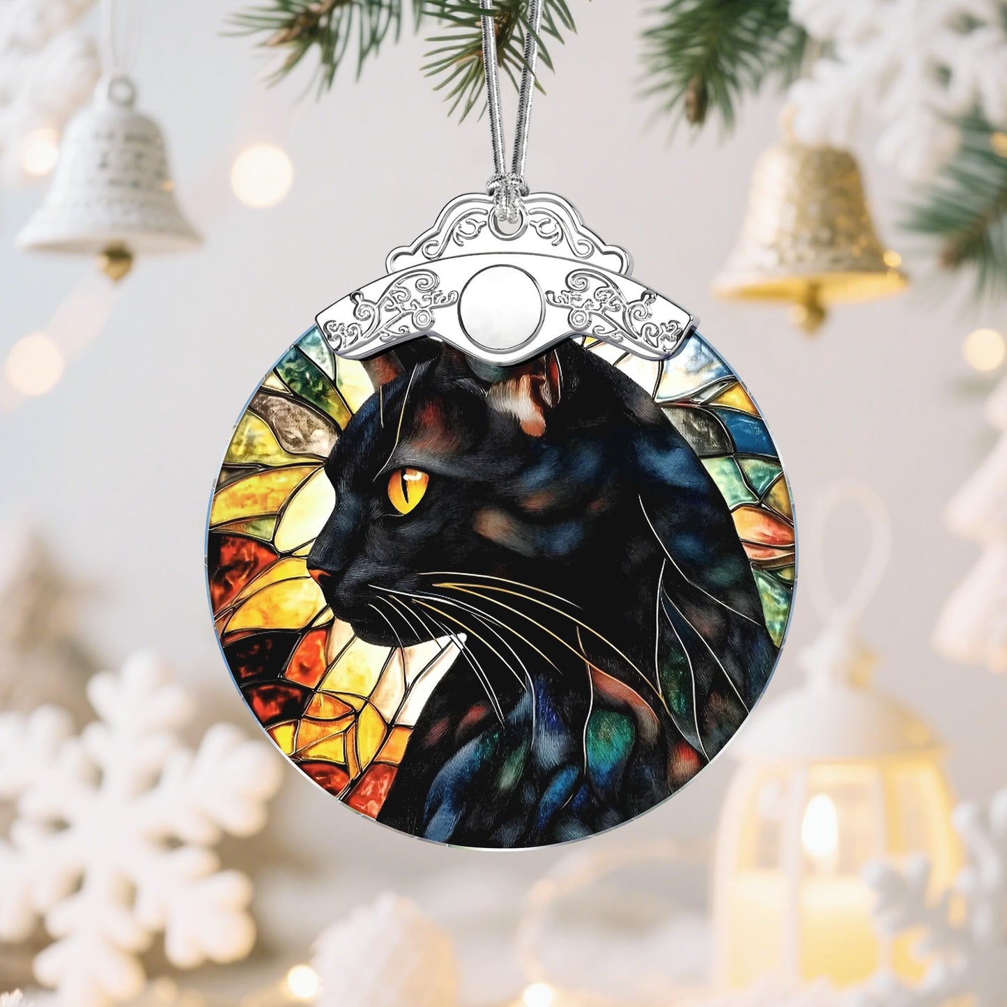 Christmas Ornaments: Christmas Tree Decorations, Black Cat Holiday Decor, Stocking Stuffers, Gift Ideas, Xmas Gifts & Gift for Cat Lover