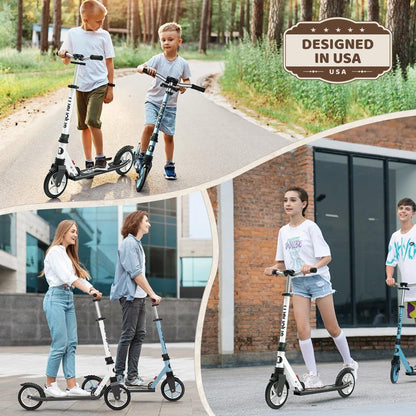 WAYPLUS Kick Scooter for Ages 6+,Kid, Teens & Adults. Max Load 240 LBS. Foldable, Lightweight, 8IN Big Wheels for Kids, Teen and Adults, 4 Adjustable Levels. Bearing ABEC9