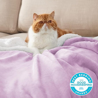 Bedsure GentleSoft Sherpa Fleece Throw Blanket for Couch - Thick and Warm Throw for Girls, Soft Fuzzy Plush Kids Blanket for Winter, Lilac, 50x60 Inches