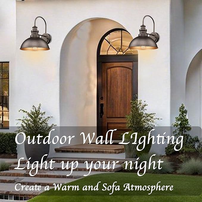 Casia Outdoor Farmhouse Barn Lights, Rustic Outdoor Wall Sconce, Exterior Wall Lights, Front Door Mounted Lighting Fixture,Vintage Gooseneck Lighting (Oil Rubbed Bronze, 4 Pack)