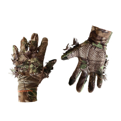 QuikCamo Men’s Realtree Xtra Green 3D Leafy Hunting Gloves with Touch Screen Tips - Lightweight Stretch Fit with Non-Slip Grip