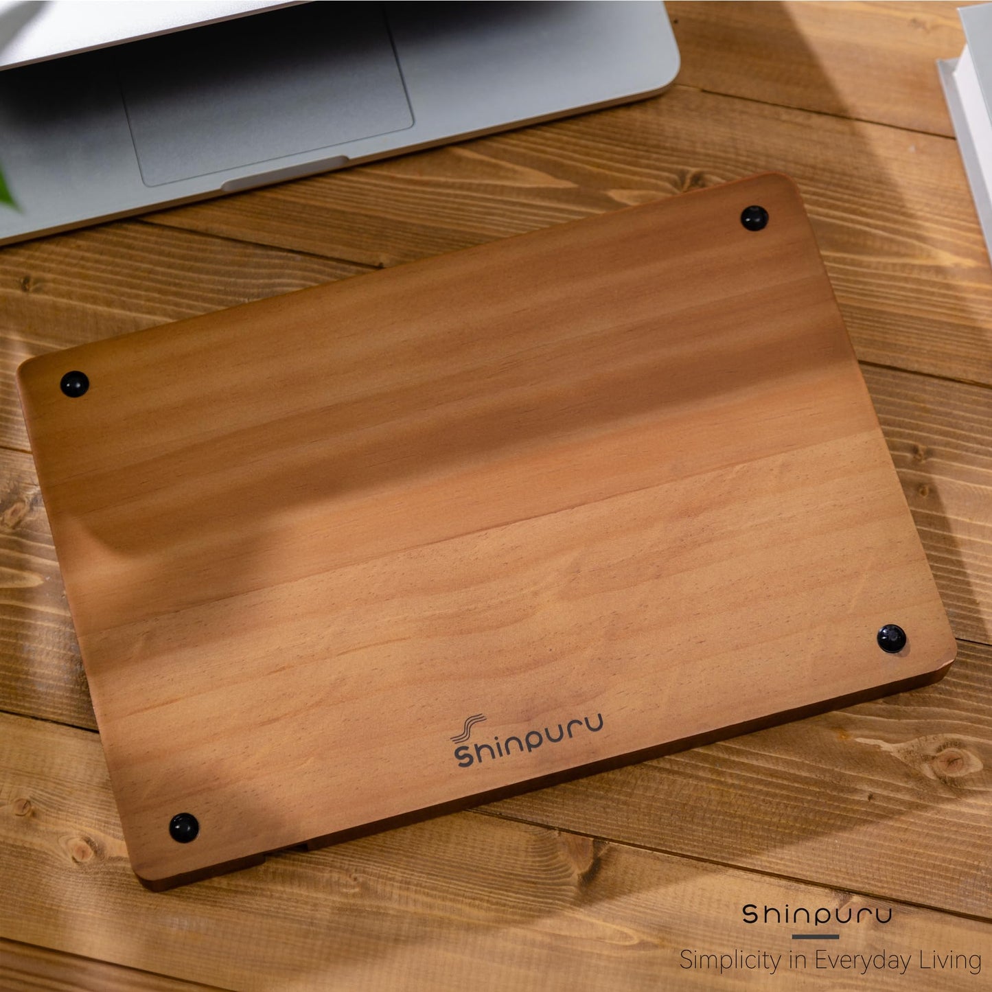 Shinpuru Wooden Valet Tray for Men, Nightstand Organizer with Leather Inlay, EDC Essentials Catchall Tray for Keys, Phone, Wallet, Watch, Earbuds - Bedside Desk Entryway Tray (Wood)