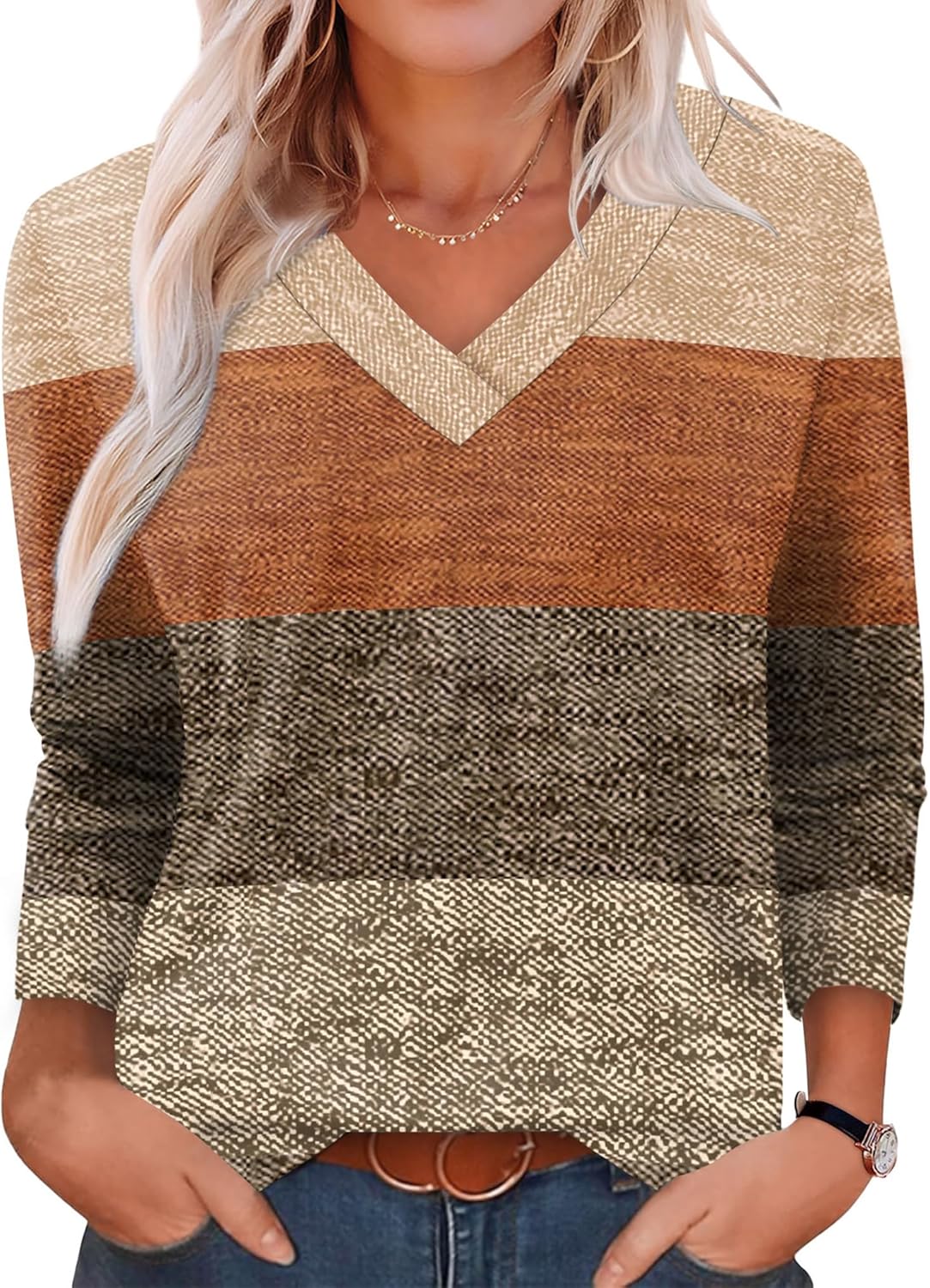 XIEERDUO Long Sleeve Shirts for Women V Neck Fall Tops Basic Tunic Tops Loose Fit Dressy 2025