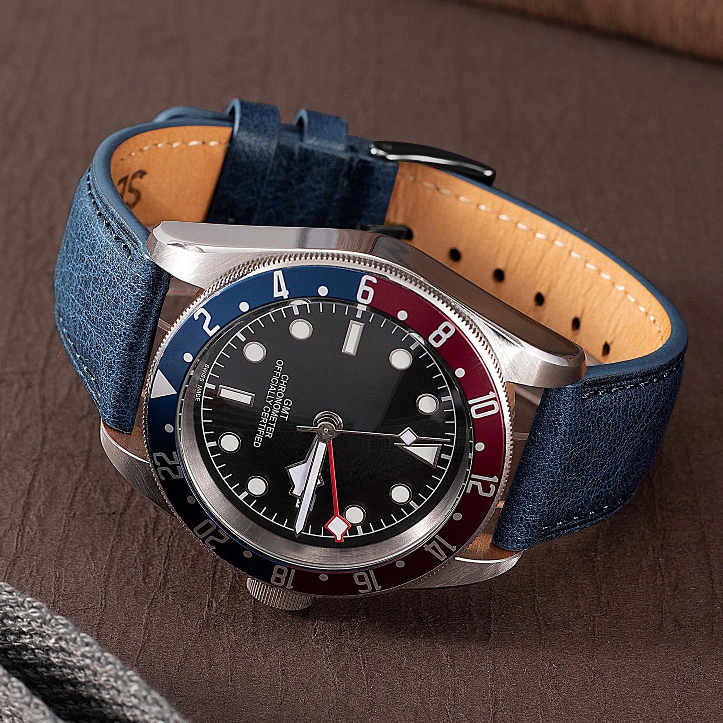 SEURE Quick Release Watch Band,Top Genuine Leather Watch Straps 19mm 20mm 21mm 22mm 24mm for Men and Women (22mm, Dark Blue-Black)