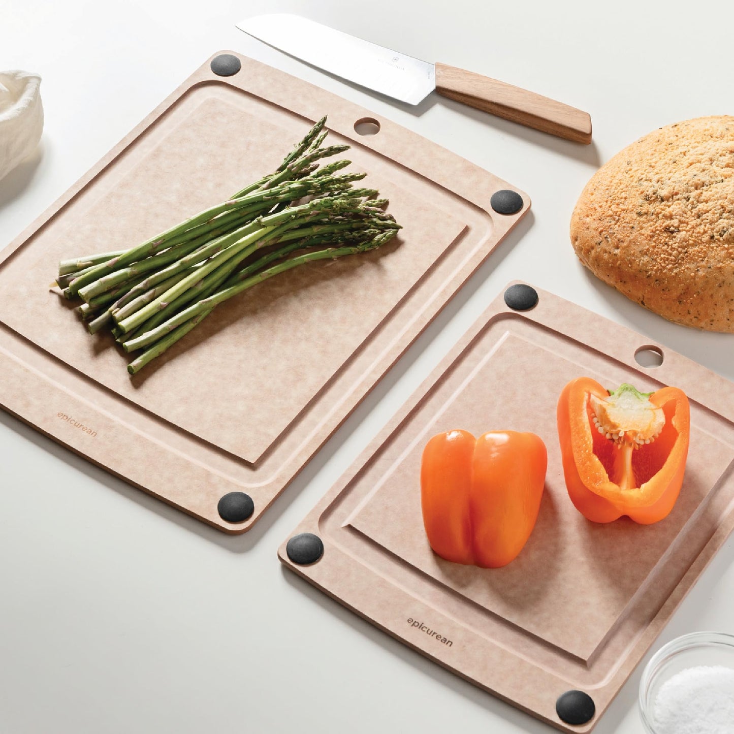 Epicurean All-In-One Cutting Board with Non-Slip Feet and Juice Groove, 14.5" × 11.25", Natural/Black