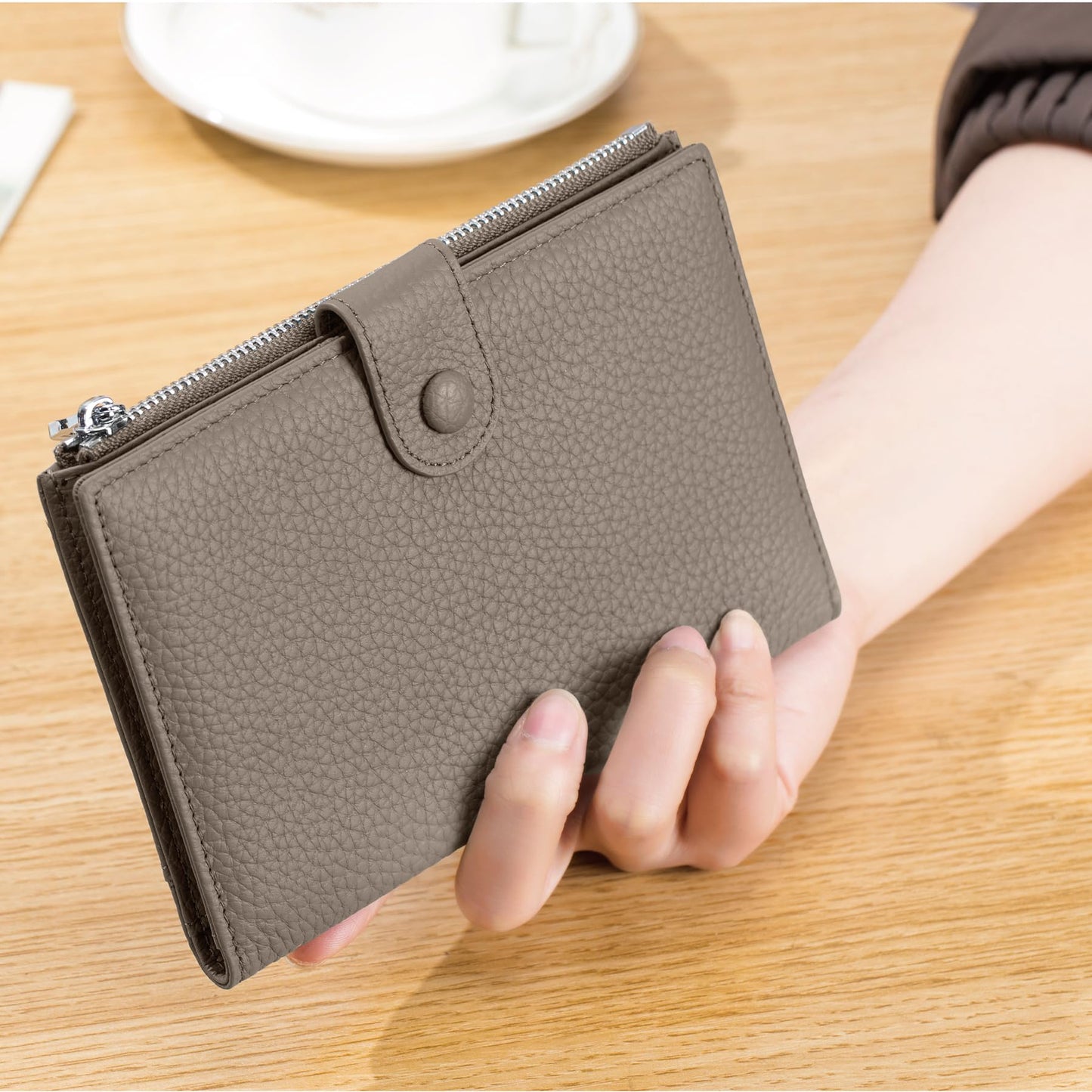 Leather Passport Holder for Travel Women, RFID Passport Wallets, Compact Travel Wallet with Zippered Coins Pocket and SIM Slots, Ladies Passport Cover