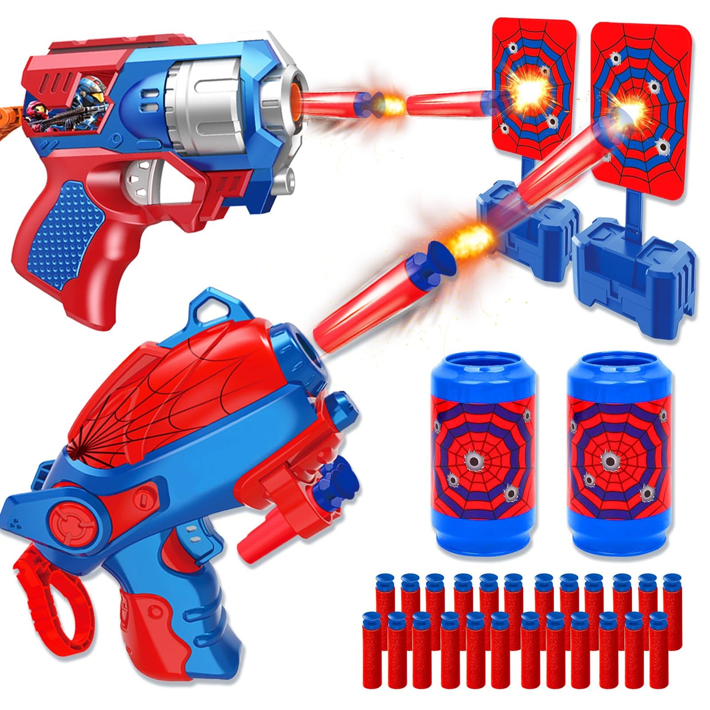 Spider Shooting Toys Set 2PCS Web Shooters Halloween Party Favors Decorations for Kids for 3-12 Year Old Boys Shooting Target Toys Shooter Cosplay Christmas Birthday Party for Boys Girls
