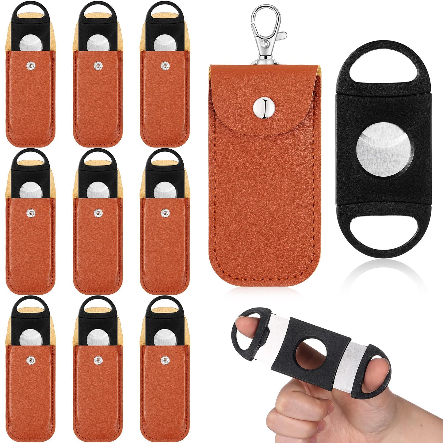 Lasnten 10 Set Cutter with Leather Case Ring Fit Almost Sizes Clippers Keychain Accessories Father's Day Gifts for Men