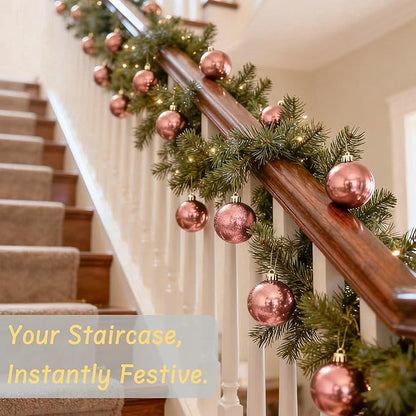 50ct Christmas Balls Ornaments for Xmas Tree, Pink and Gold Shatterproof Christmas Tree Decorations Hanging Ball for Holiday Party Decor(1.57"-2.36")