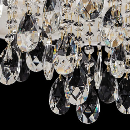 6-Lights Drum Capiz Shell Crystal Chandeliers, Coastal Style Pendant Light Fixture for Dining Room, Living Room, D24 x H23~71 inch(Adjustable), Shell Lampshade & Gold Finish