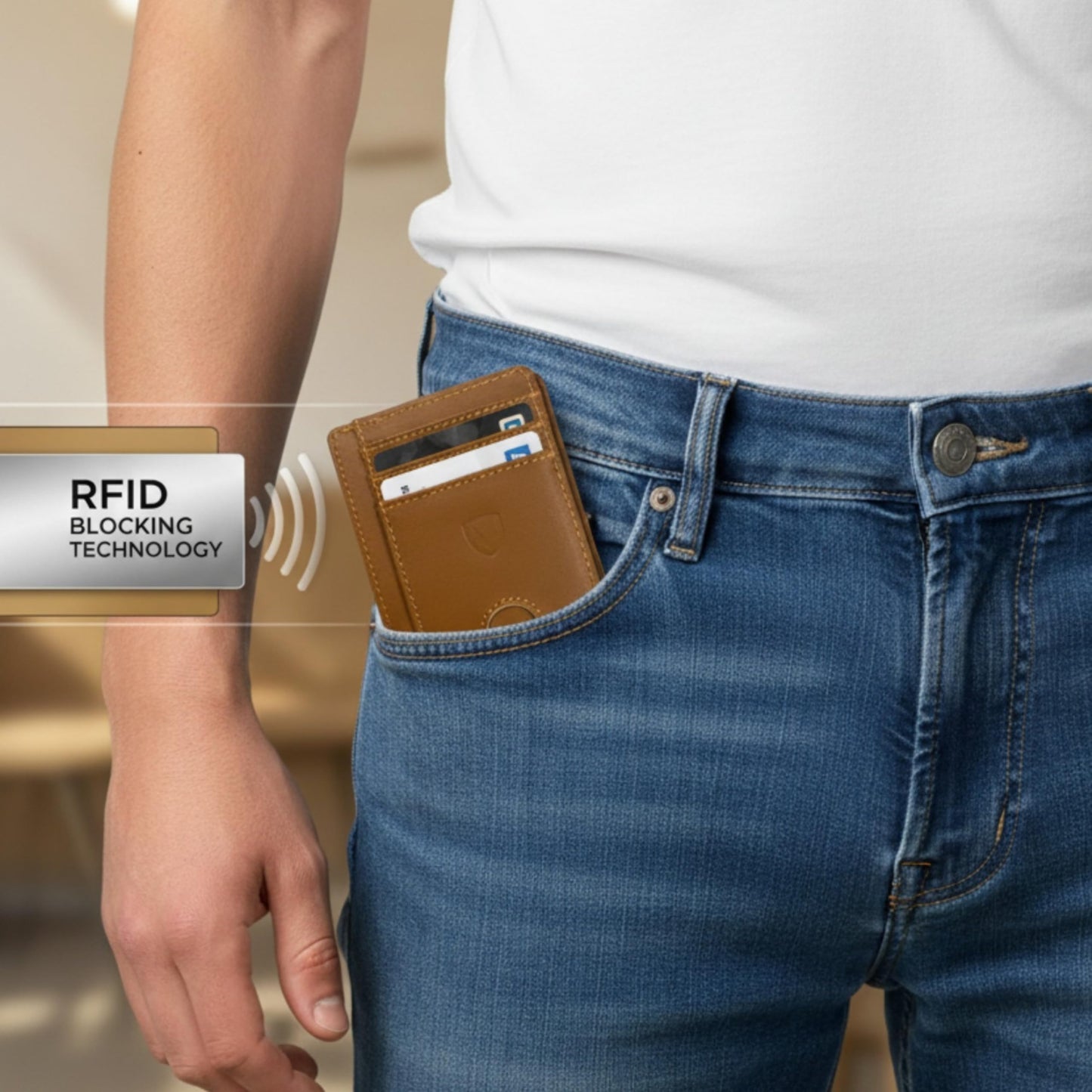 Mordano Leather Wallet Card Holder | RFID Blocking Protection Slim Minimalist Wallet For Men And Women | Front Pocket Thin Credit Card Holder | Genuine Leather Small Wallet (Brown)