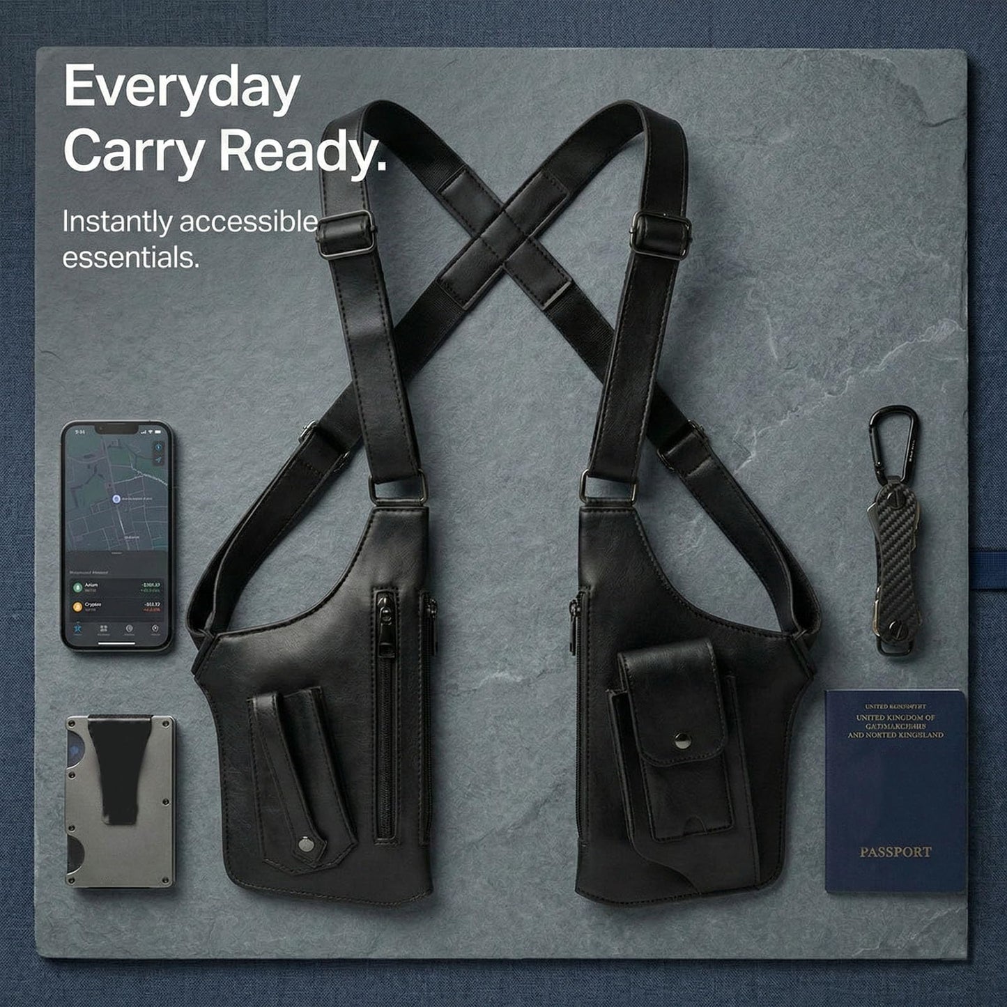 Cross-Body Sling Pack, Classic Shoulder Satchel, Pickpocket-Proof Hidden Crossbody Sling Bag, Slim Undercover (Black)