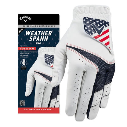 Callaway Golf Weather Spann Glove (Worn on Left Hand,White,Large,Cadet (Short Fingers) (2-Pack))