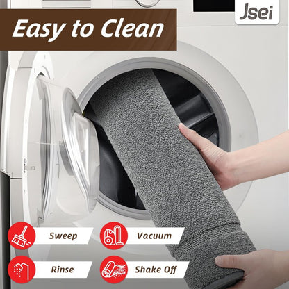 JSEI Non-Slip Bathroom Rugs, Self Adhesive No Sliding Bath Rugs Set of 2, Machine Washable Absorbent Bath Mat Set for Tub Shower & Single Sink 20”x32”+20”x48”, Beige, Diamond Pattern