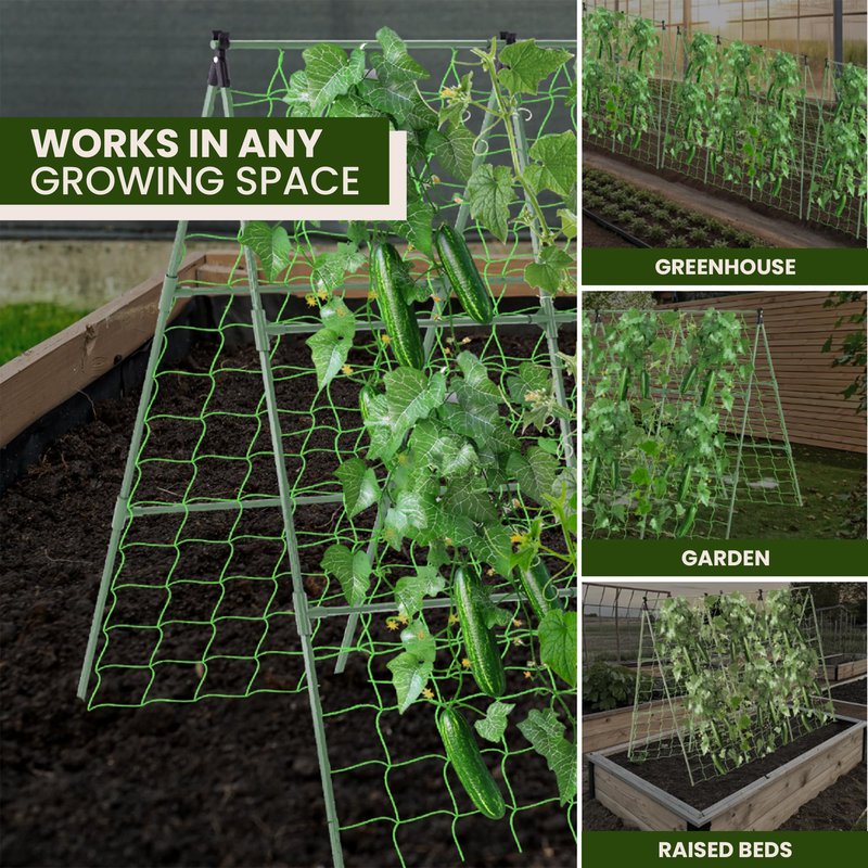 53x53 Cucumber Trellis for Raised Bed - A Frame Vegetable Support - Garden Trellis for Climbing Plants Outdoor - Cucumbers, Pea, Zucchini, Squash, Tomato, Green Bean, Vine, Watermelon, Melon, Pumpkin