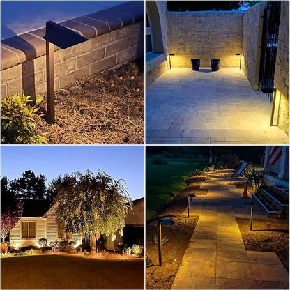 Equinox Outdoor Low Voltage Landscape Lighting 0.6W LED 3100K Warm White Metal 12V Pathway Lights Charcoal Brown 8PK Kits with Connector and Stake (8Pack)