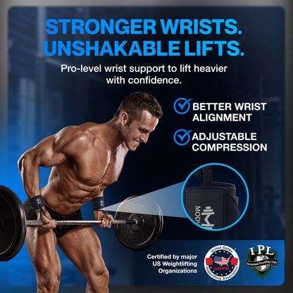 Modvel Adjustable Wrist Wraps for Gym & Lifting – Thick, Breathable Support Straps for Wrist Stability, Comfort & Grip – Ideal for Weight Training, CrossFit & Gym Workouts – R Dark Blue 2-Pack