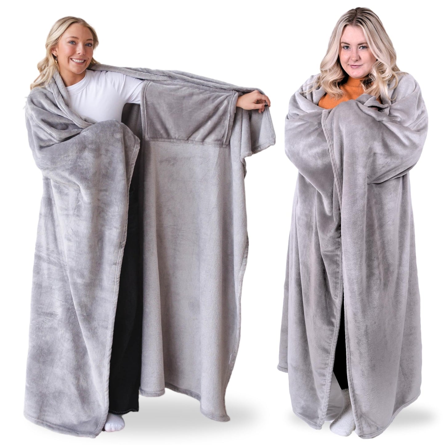 Super Blanky Wearable Blankets for Women, Comfy Wearable Blanket Men, Cozy Gifts for Women, Dorm Room Essentials, Graduation Gift for Her Girlfriend, Gifts for Wife Birthday Gift Ideas, Aspen Gray
