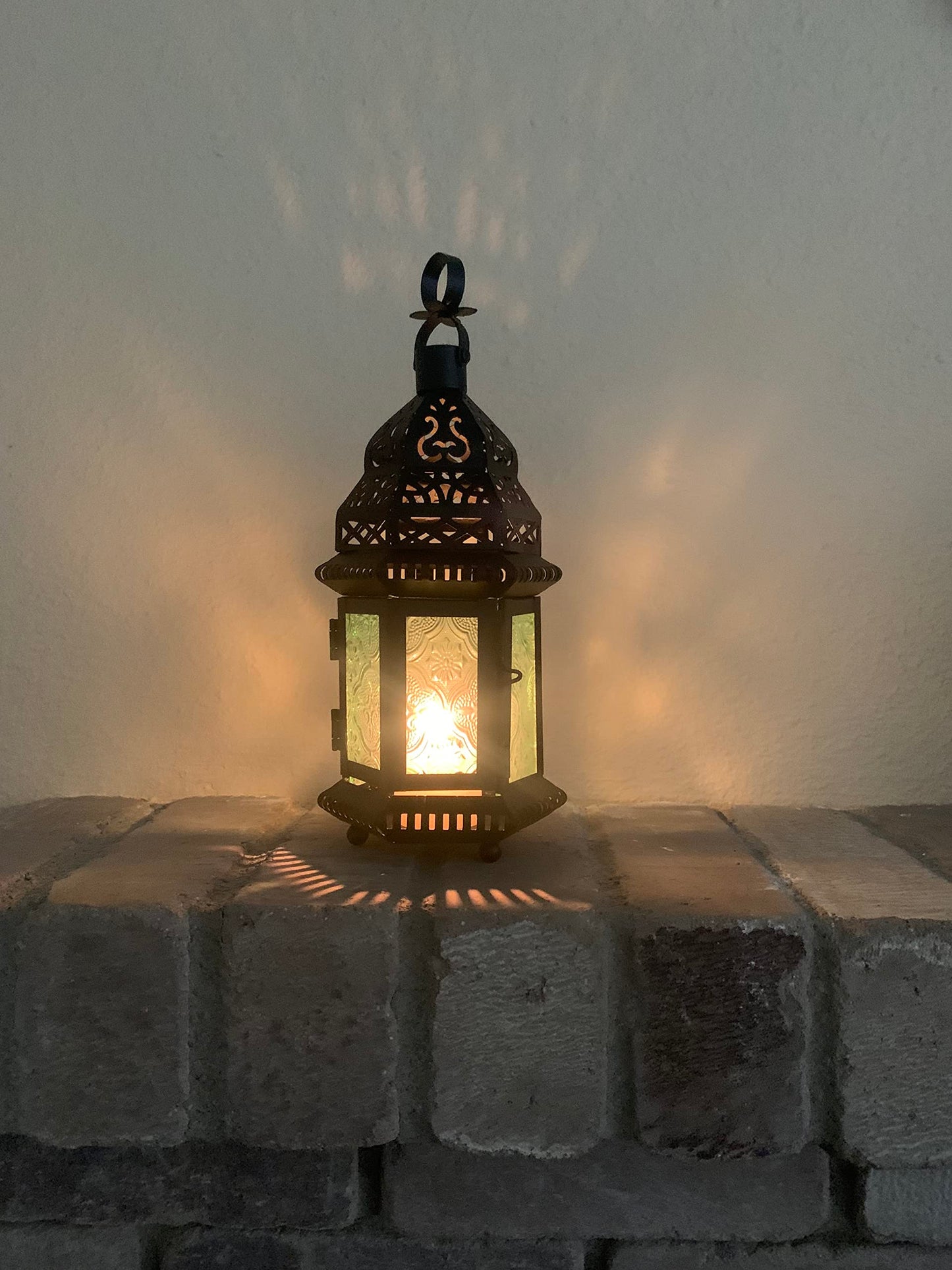 Gifts & Decor Green Glass Moroccan Candle Holder Hanging Lantern