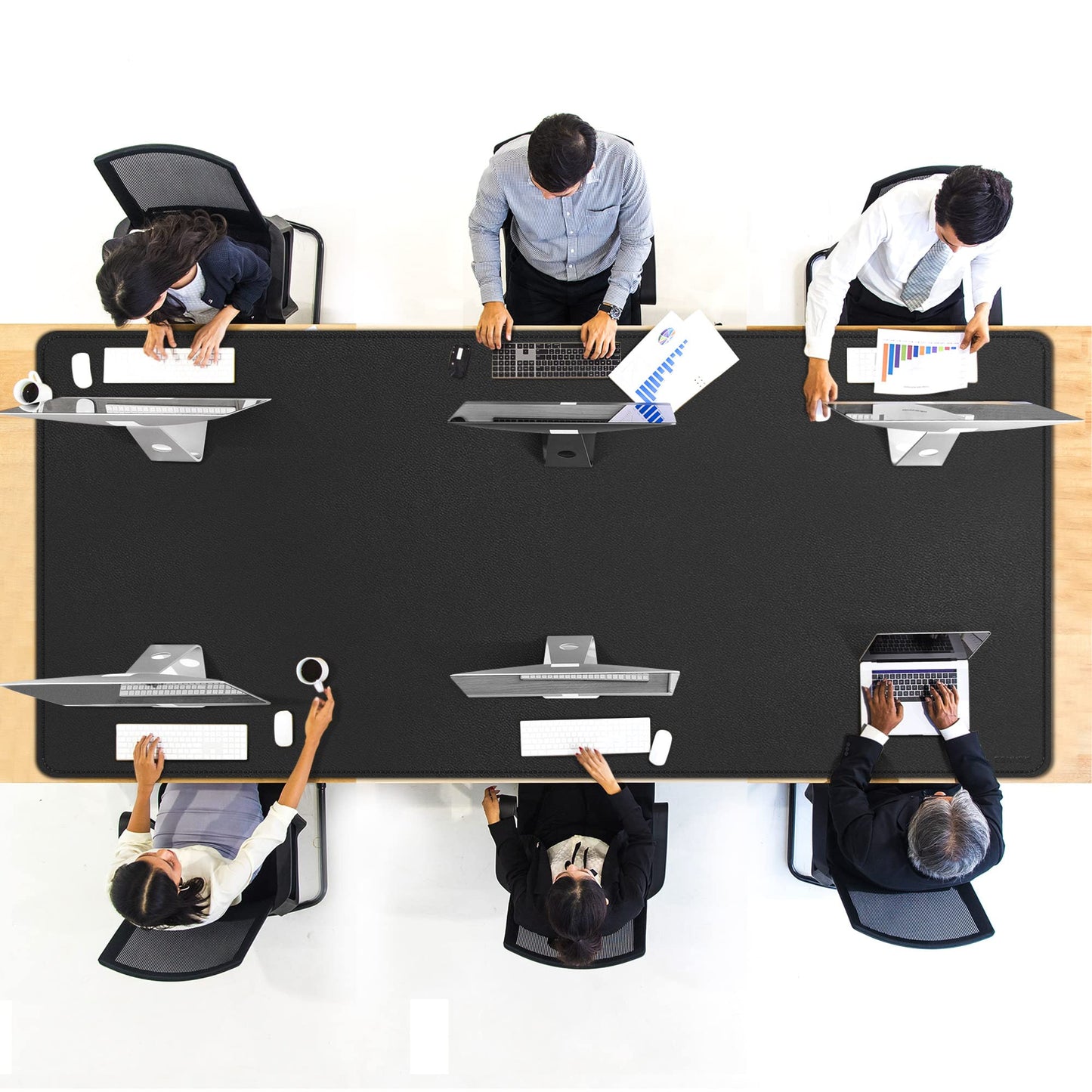 CENNBIE MAX200 78.7" x 39.4" Leather Desk Mat Protector, Extra Large Leather Desk Pad for Full Desk - XXXXXL Super Large Mouse Pad (Black)