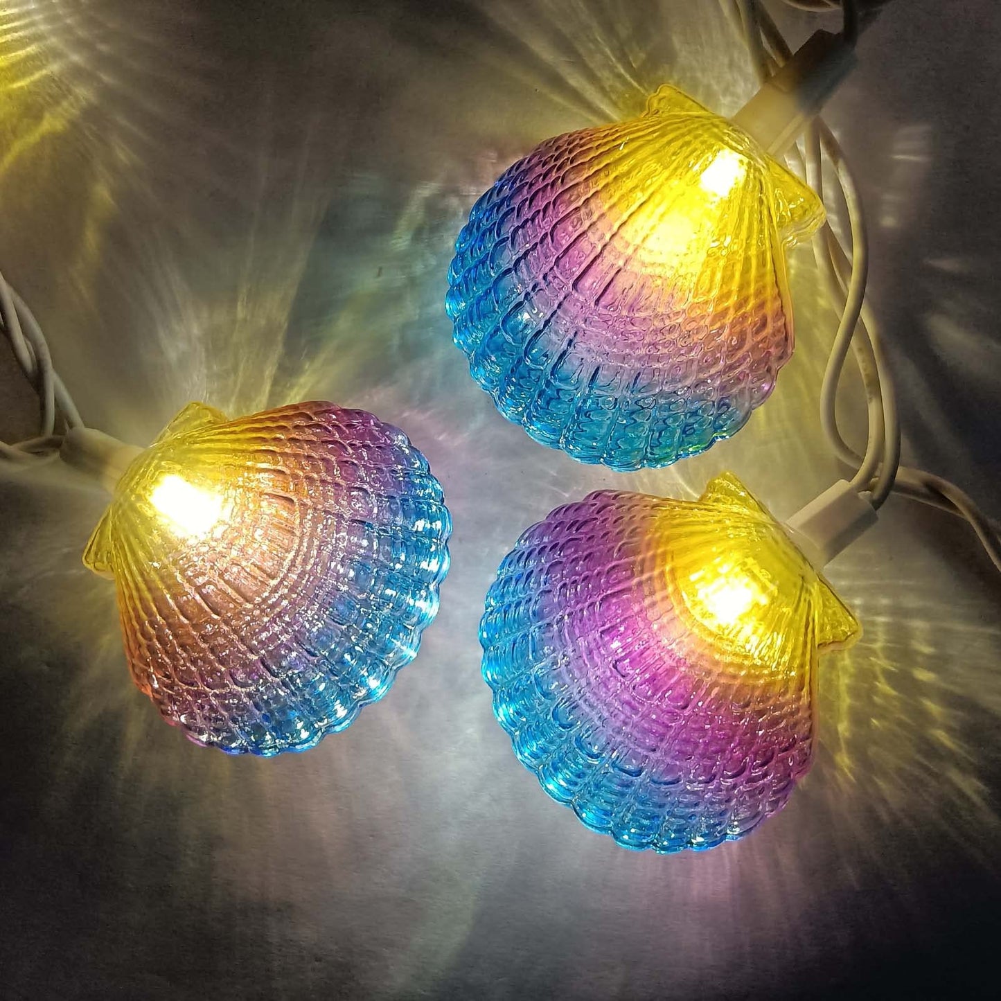 Beach Seashell String Lights - 8.3FT Ocean Themed Decorative 10 LED Seashells, Plug-in Warm White Fairy Lights for Patio, Garden, Wedding, Bedroom, Hawaii, Party, Tropical Beach Themed Decor
