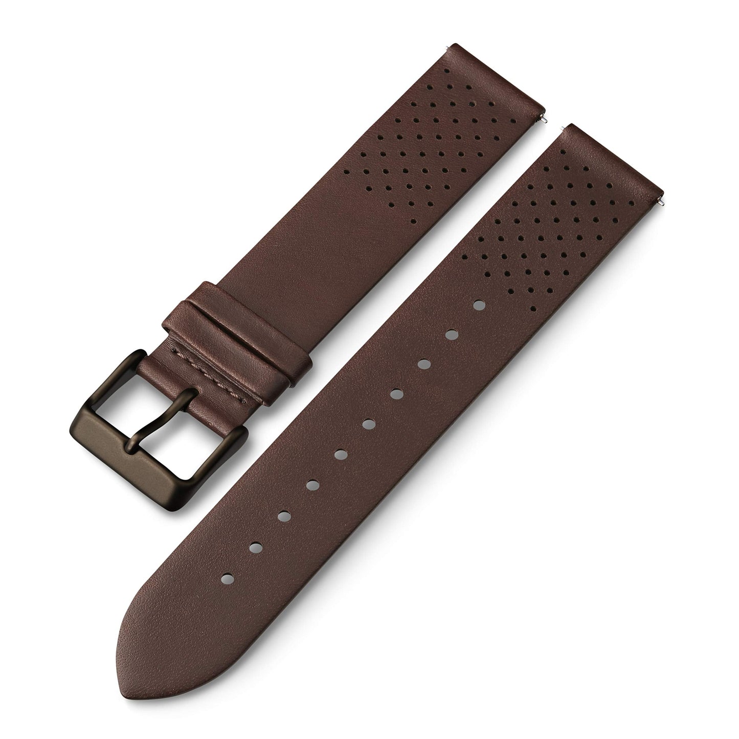 Timex 20mm Genuine Leather Quick-Release Strap – Perforated Brown with Gunmetal Buckle (TW7C64800)